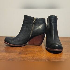 Kork-ease Natalya Wedge Black Brown Booties 6.5 M